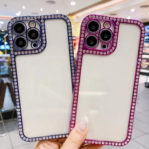 Rhinestone Trang Trí Nội Thất Rõ Ràng Trường Hợp Điện Thoại, <span class=keywords><strong>Bumper</strong></span> Rõ Ràng Trường Hợp Bảo Vệ Long Lanh Lấp Lánh <span class=keywords><strong>Bling</strong></span> Trường Hợp Đối Với iPhone 14 15 Pro Max - Product Image 2