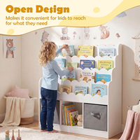 Étagère de rangement pour livres d'enfants, bibliothèque à 4 niveaux pour tout-petits, présentoir à livres en bois festonné pour salle de jeux, chambre d'enfant