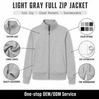 Sweat-shirt pour femme à col montant zippé gris clair avec logo personnalisé, poches latérales à badge, manches longues, style décontracté, idéal pour le travail