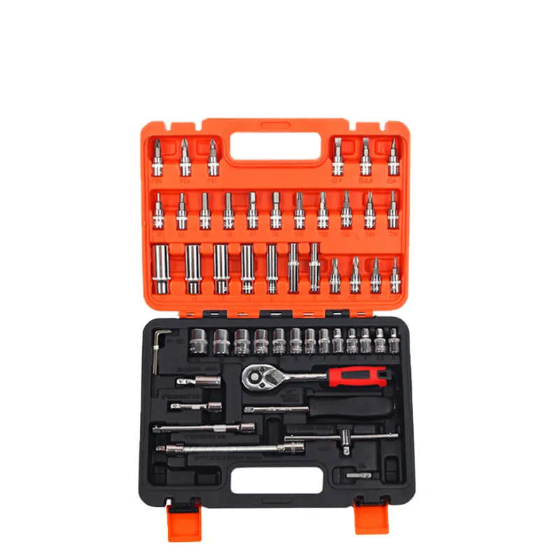 53 pcs Multi-function oem household hand car tools bike repair tool set box mechanic automotive tools for sale