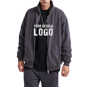 Sweat-shirts pour hommes de haute qualité à épaules tombantes avec fermeture éclair et col montant, style streetwear décontracté, couleur unie, fermeture éclair, sweat-shirts surdimensionnés pour hommes - Product Image 5