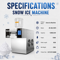 Machine à glace pilée commerciale 120 kg/24h, machine à Bingsu, contrôle intelligent par écran tactile, machine à glace en flocons de lait avec nettoyage automatique