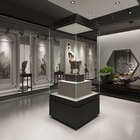 Vitrine d'exposition en acier et verre sur mesure pour musée avec éclairage LED, construction durable et de haute qualité