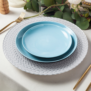 Assiette <span class=keywords><strong>de</strong></span> présentation ronde transparente <span class=keywords><strong>de</strong></span> luxe moderne Shengjing avec perles dorées pour mariage - Product Image 5