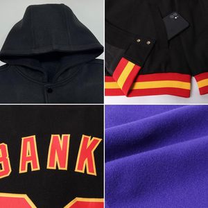 Fanscustom vêtements de sport personnalisés sweats à capuche universitaires personnalisés veste Bomber en cuir maillots d'équipe pour adultes adolescents pour Baseball - Product Image 3