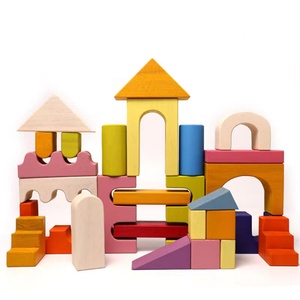 Gran oferta, bloques de construcción de madera de haya educativos para edades tempranas a escala 1:8, juguetes de ladrillo geométricos de montaje para niños de madera coloridos en caja - Product Image 4