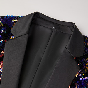 Blazer de Traje de Hombre de Lujo con Lentejuelas Coloridas, Chaqueta de Esmoquin <span class=keywords><strong>Formal</strong></span> con Solapa de Satén y un Solo Botón para Caballeros - Product Image 3