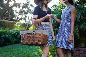 जेवाई विकर स्टोरेज कूलर बैग कंबल उपहार यात्रा ढक्कन के साथ फोल्डिंग पिकनिक बास्केट को व्यवस्थित करने वाला आउटडोर विकर पिकनिक बास्केट - Product Image 5