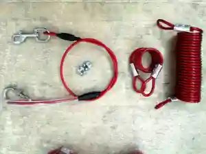 Köpek kravat için geri çekilebilir kırmızı PVC tel halat