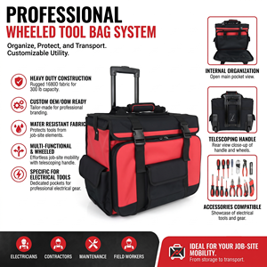 Custom OEM/ODM Professional Multi-Functional Wheeled Electrical Rolling <b>Tool</b> Bag Heavy Duty with Water Resistant 300 lb - Product Image 1
