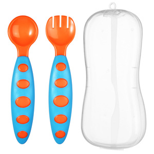 Ensemble de couverts à prise facile pour bébé Kit d'ustensiles d'alimentation pour enfants Cuillères et fourchettes d'apprentissage - Product Image 1