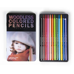 Pensil warna cat air 24 warna kualitas tinggi, pensil warna tanpa kayu untuk seniman dan siswa - Product Image 3