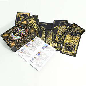 Jeu de cartes de <span class=keywords><strong>tarot</strong></span> classique en plastique doré 12*7 pour débutants, 78 cartes, imperméable, jeu de table avec boîte cadeau colorée - Product Image 4