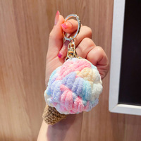 Porte-clés Amigurumi en crochet en forme de crème glacée, breloques jouets en peluche mignons faits à la main, vente en gros