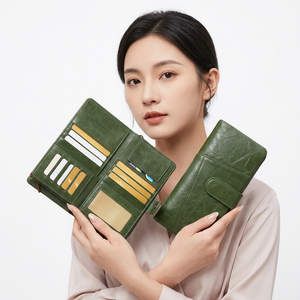 WRIZA Vintage Women's PU Long Clutch <b>Wallet</b> Polyester Large Capacity Double Zipper Card Holder RFID Blocking - Product Image 6