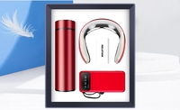 Haute qualité 3 en 1 fiole à vide masseur de cou batterie externe avec support de téléphone affaires de luxe bienvenue coopérer coffret cadeau