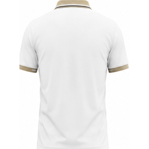 Mens <b>White</b> <b>Polo</b> Shirt With Beige Collar And Sleeve Trim Short Sleeve Casual Cotton T Shirt Fit Smart Casual Cotton Knitted - Product Image 2