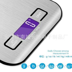 เครื่องชั่งครัวสแตนเลส 5 กก. 10 กก. เครื่องชั่งอาหารดิจิตอลสำหรับอบรูปทรงสี่เหลี่ยมผืนผ้า ปิดอัตโนมัติ ใช้พลังงานจากแบตเตอรี่ - Product Image 5