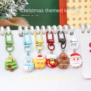 Porte-clés de Noël mignon, pendentif dessin animé Père Noël et sapin, breloque de sac en plastique festif, cadeau de vacances pour enfants et amis - Product Image 4