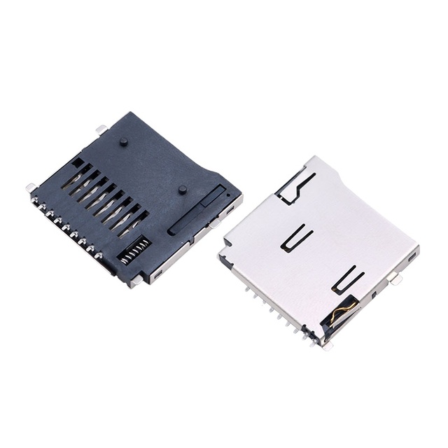TF Card Connector Push Push Type Micro SD Card Holder 8P Self-ejecting Memory Card Socket SUS Material 5000 Insertions