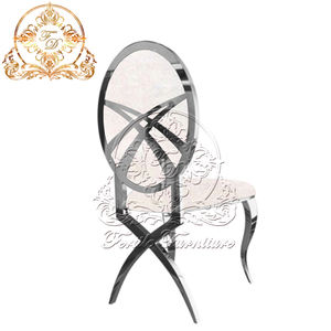 Vente en gros de chaises de banquet à dos croisé en or sculpté en acier inoxydable pour mariage - Product Image 2