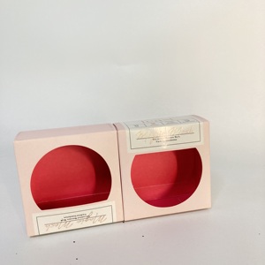 Boîte en papier rose personnalisée avec logo pour cosmétiques, houppette à poudre, avec fenêtre transparente et impression intérieure - Product Image 4