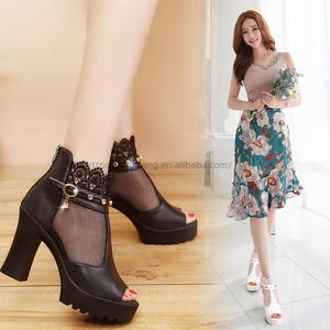 Women's High <b>Heel</b> Sandals Mature Sexy Women Transparent Triangle <b>Low</b> Price Thick Sole Women's <b>Black</b> Wedge Sandals - Product Image 5