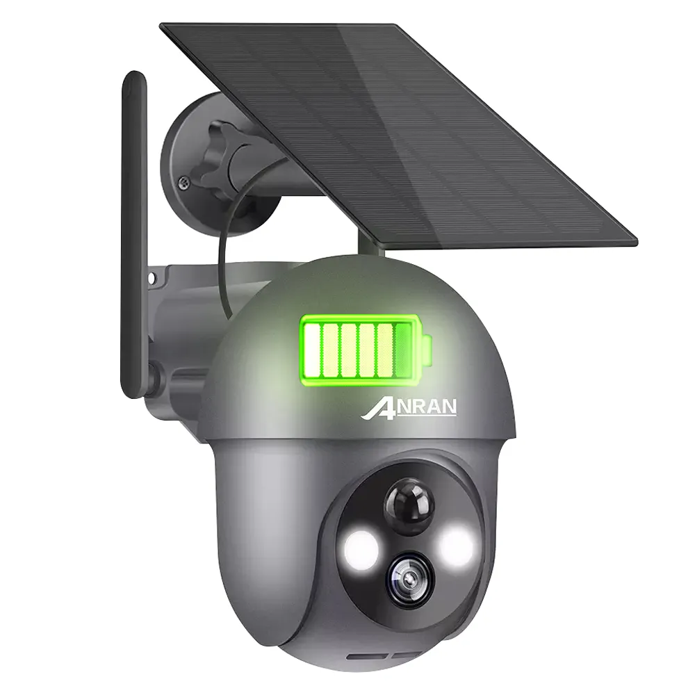 ANRAN Battery Powered PTZ Camera Wifi 3MP 1296P Surveillance Camera With Solar Panel Wireless Network Solar cctv Camera
