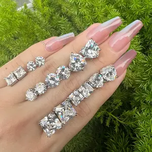 Dylam 2022 Trendy Dainty Perhiasan Minimalis Bling 925 Sterling Silver 5A Besar Zirkon Perancang Busana Kustom Anting Stud