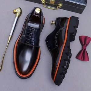 Original Luxury Men's Genuine Leather Dress Shoes Formal Wedding Casual Office Party Detachable Insole Breathable Comfort <b>Square</b> - Product Image 2