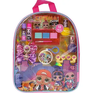 Children's cartoon makeup backpack nail polish lip moving lipstick hairpin set Natural harmless factory customized