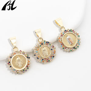 Liontin religius Eropa Amerika berlapis emas dengan tembaga bertatahkan mikro zirkon berwarna liontin perawan mode liontin & jimat - Product Image 4