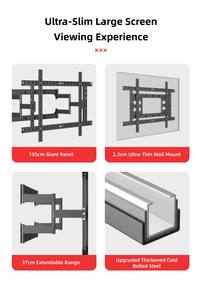Swelix DY1020 <span class=keywords><strong>Distancia</strong></span> de servicio pesado <span class=keywords><strong>a</strong></span> pared 22-370mm Alta calidad 55 "-120" Soporte de TV Delgado seguro Montaje en pared - Product Image 5