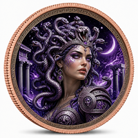 Pièce de défi personnalisée en cuivre pur 99,9 % de 1 once, avec relief 3D antique, thème Médause Gorgone de la mythologie grecque, pièce commémorative, souvenir, objet d'art