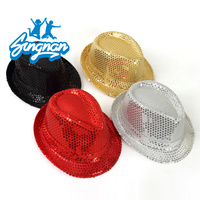Chapeau de scène universel pour adultes et enfants, chapeau de jazz à paillettes argentées, mode, fête d'été, vente en gros