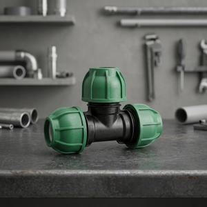 Raccord en T égal en polypropylène vert, connecteur à compression, filetage lisse en pouces, disponible en OEM pour l'irrigation de l'eau - Product Image 2