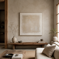 Grande toile abstraite en acrylique faite à la main, art mural minimaliste, impression mate neutre pour le salon, la chambre à coucher, la décoration d'hôtel