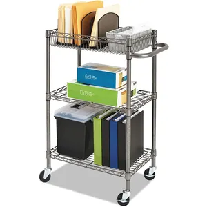 3-Tier Metal Wire Rolling Cart 4-Wheel Service Carts with Handle for Restaurant Kitchen Kitchen Metal Wire Basket Carts