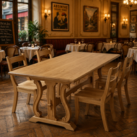 Ensemble table et chaises de salle à manger en bois massif, style vintage français, design moderne du milieu du siècle, forme rectangulaire, meubles de maison sur mesure