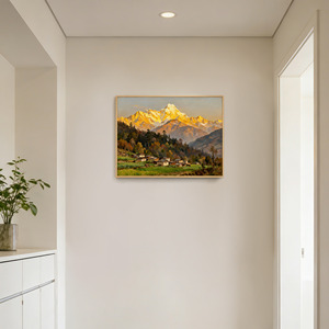 Peinture à l'huile sur toile moderne, art mural, paysage népalais, peinture sur toile avec cadre pour la décoration de la maison - Product Image 3