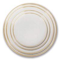 Vaisselle de table personnalisable en gros pour la maison, assiettes blanches pour restaurant, assiettes en céramique, vaisselle haut de gamme en porcelaine fine avec bord doré