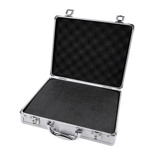 Metal Silver Black Aluminum Briefcase <b>Case</b> With Lock for Men 28x23x7.5cm - Product Image 5