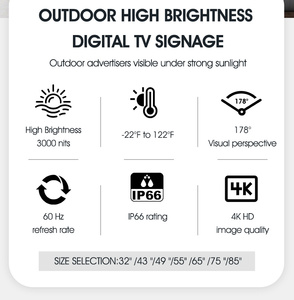 Pantalla 4K UHD de Alto Brillo Legible Bajo la Luz Solar, Resistente al Agua IP66, para Patio, Balcón, Piscina, Restaurante, Televisor para Exteriores - Product Image 3