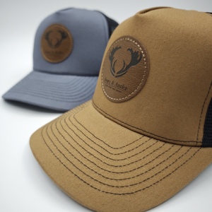 Casquette de camionneur avec patch en cuir personnalisé, faible MOQ, vente en gros, logo gravé personnalisé, qualité supérieure, dos en maille - Product Image 2