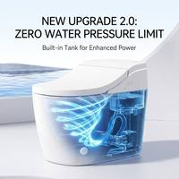 Toilette intelligente moderne de luxe à poser au sol, en céramique, avec bidet intégré, conception sans réservoir, chauffage instantané, séchage à l'air chaud, télécommande