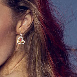 Pendientes de Corazón Blancos Champán, Plata 925, Baño de Rodio, Cristal, Engaste de Bisel con Pedrería, Románticos, para Uso Diario de Mujer - Product Image 4