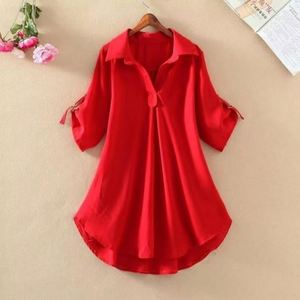 <b>Women's</b> Regular Fit Casual Vintage Chiffon Plus Size Autumn Spring <b>Blouse</b> Stand Collar Raglan <b>Sleeve</b> Quick Dry Nylon Front Logo - Product Image 5