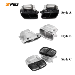Embouts d'échappement SYPES pour Mercedes Benz W176 W177 A180 A200 A260 up <span class=keywords><strong>A45</strong></span> CLA45 GLA45 304 Acier inoxydable Double embout carré de silencieux - Product Image 1