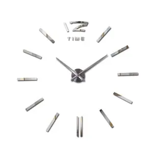 Hot販売壁時計時計時計3d diyのアクリルミラーステッカーLiving Room Quartz Needle Europe大時計