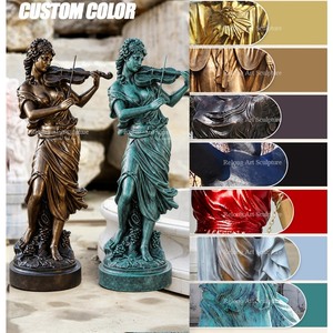 Statue Sculptée 3D en Métal Coulé de Bronze, Belle Statue de Femme Servante avec Violon, Taille Personnalisée, Décoration de Jardin Extérieur pour <span class=keywords><strong>Manoir</strong></span> de Luxe Moderne - Product Image 3